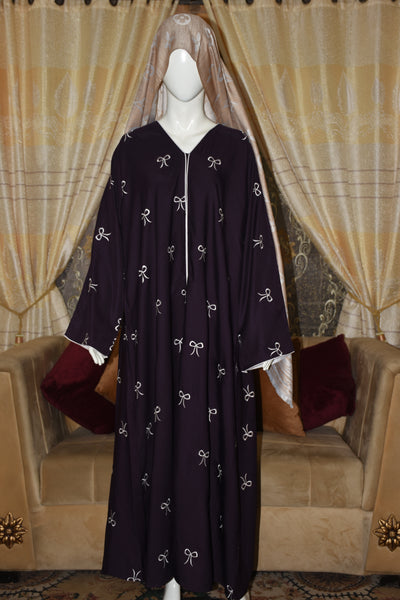 Plain Front Open Pukki Abaya with Scarf