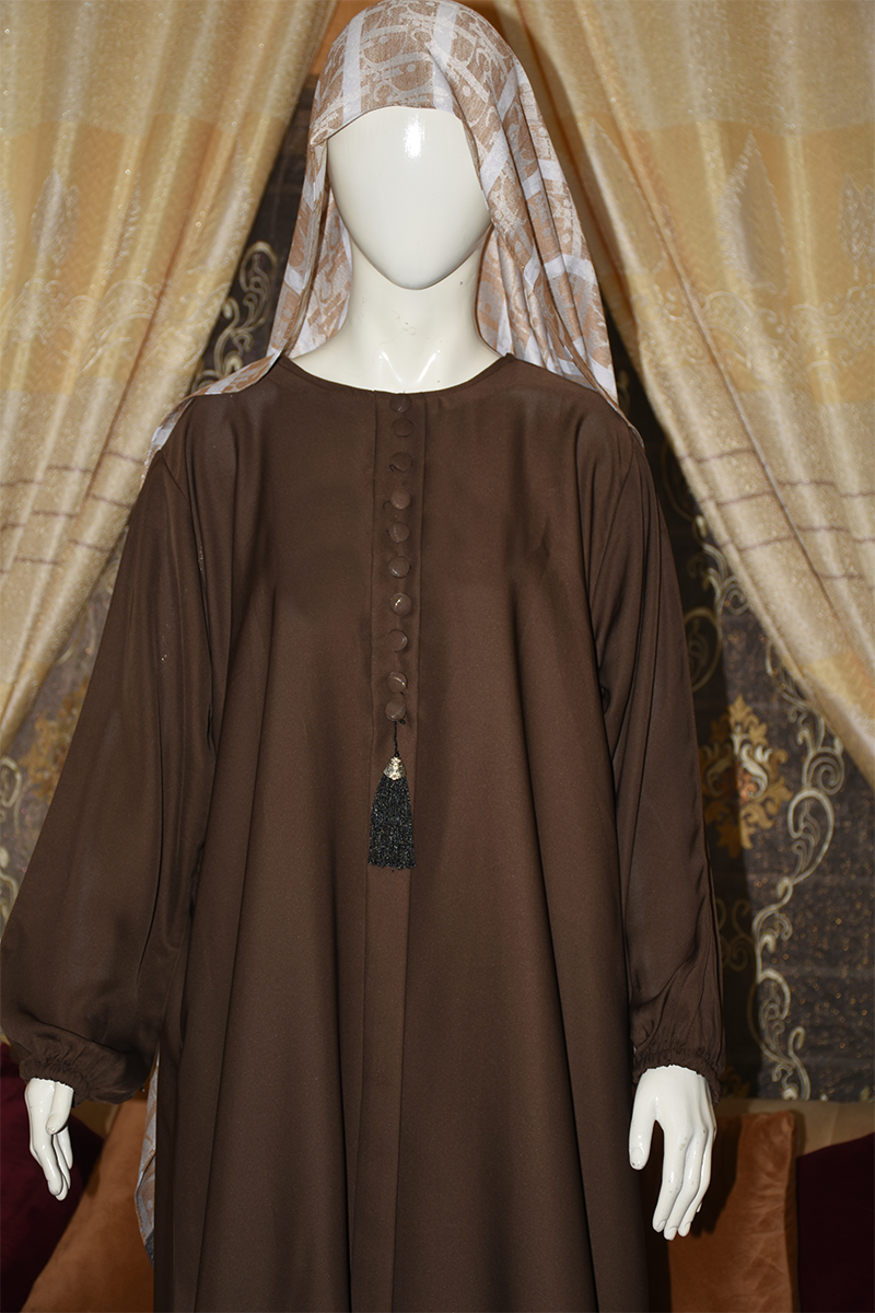 High-quality Nida fabric Abaya with Buttons and Tussles