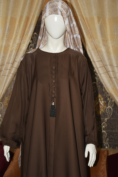 High-quality Nida fabric Abaya with Buttons and Tussles