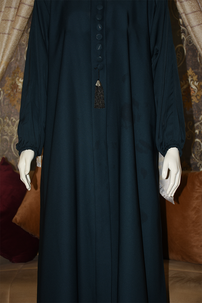 High-quality Nida fabric Abaya with Buttons and Tussles