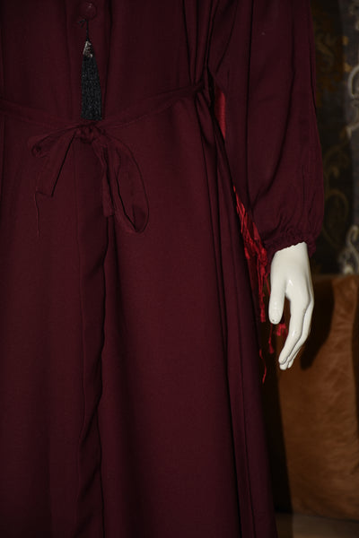 High-quality Nida fabric Abaya with Buttons and Tussles