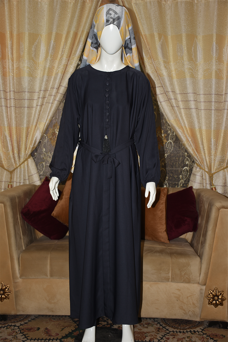 High-quality Nida fabric Abaya with Buttons and Tussles