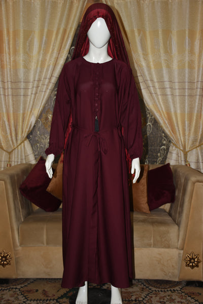 High-quality Nida fabric Abaya with Buttons and Tussles