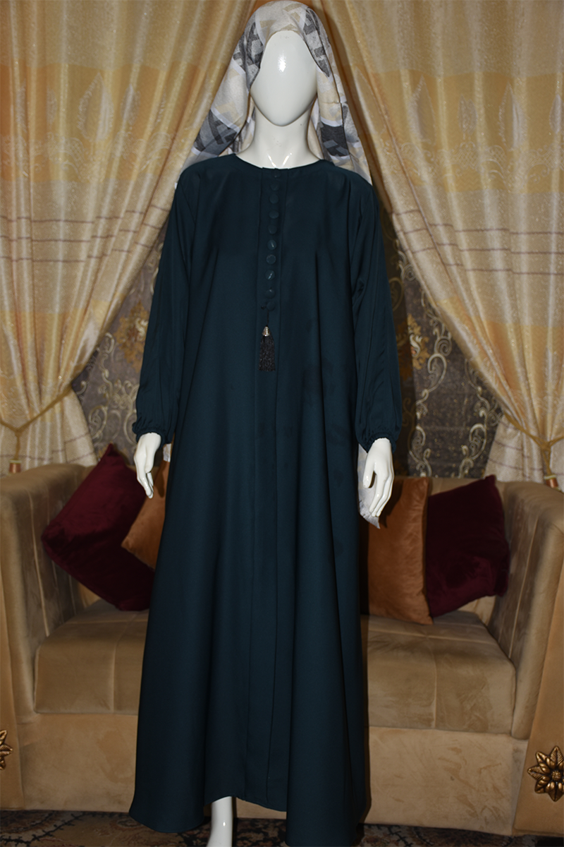 High-quality Nida fabric Abaya with Buttons and Tussles