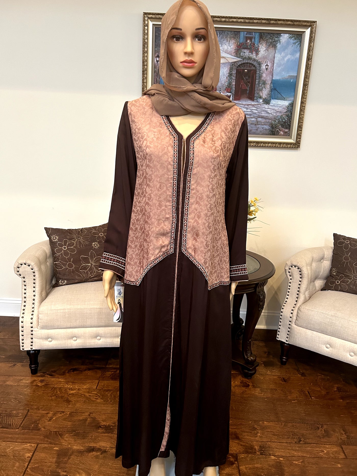 Front Open Abaya with Scarf