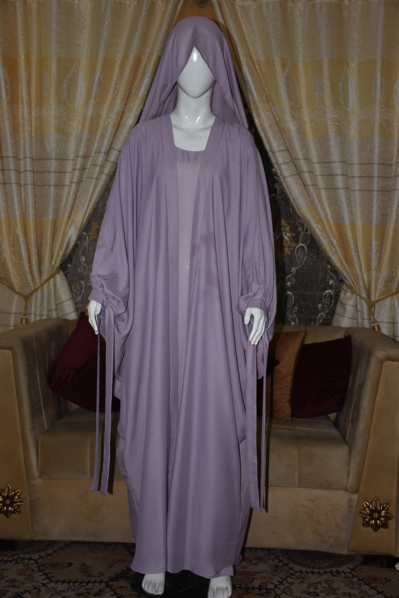Chiffon butterfly Abaya with separate upper and inner