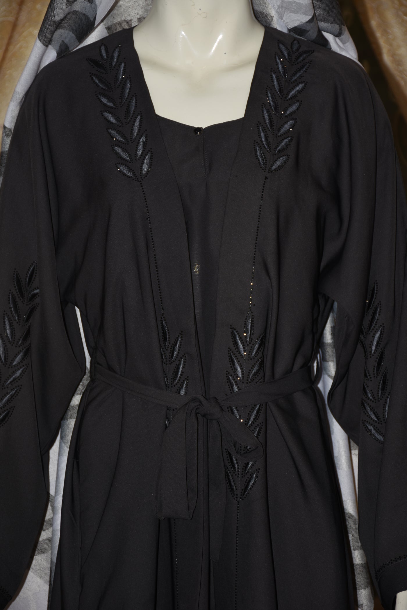 Plain Gown Abaya with Stone work and Embroidery