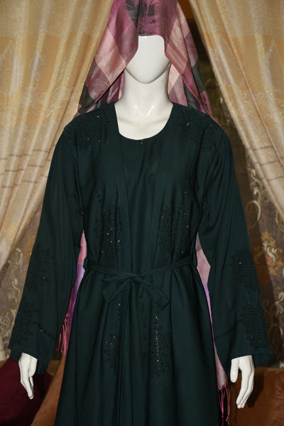 Nida fabric abaya with stitched gown