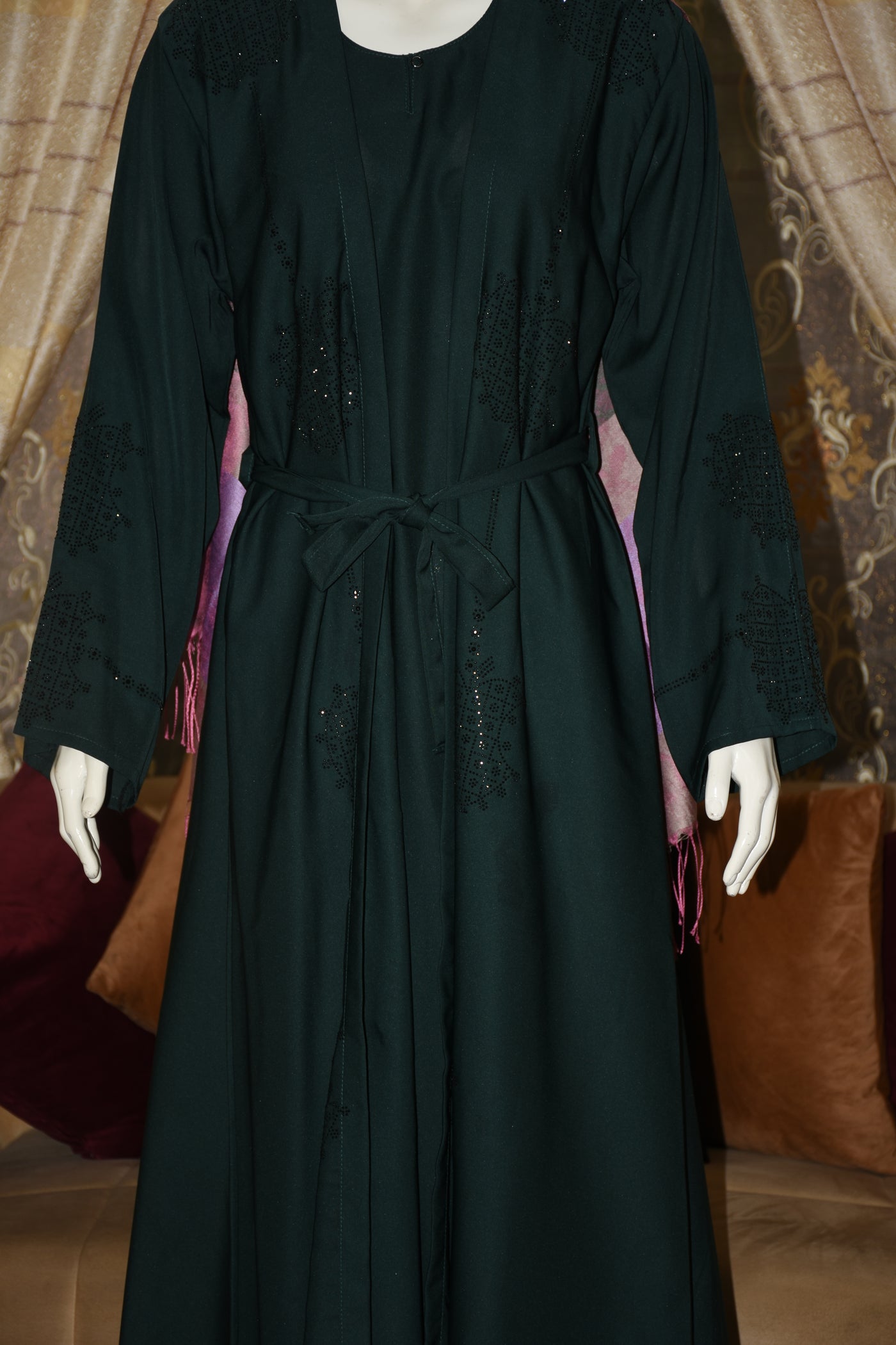 Nida fabric abaya with stitched gown