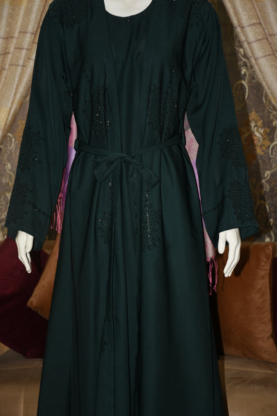 Nida fabric abaya with stitched gown