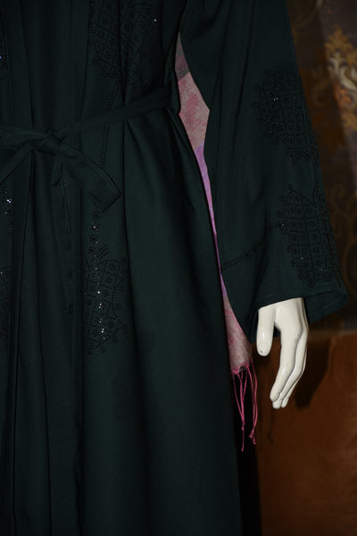 Nida fabric abaya with stitched gown