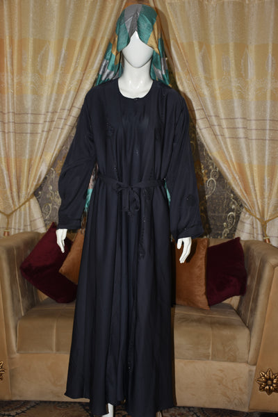 Nida fabric abaya with stitched gown