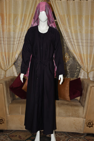 Nida fabric abaya with stitched gown