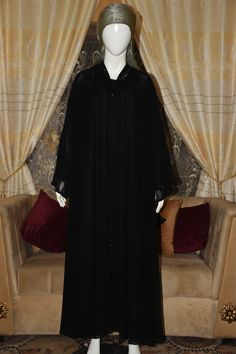Chiffon Straight Abaya with a separate upper and inner layer