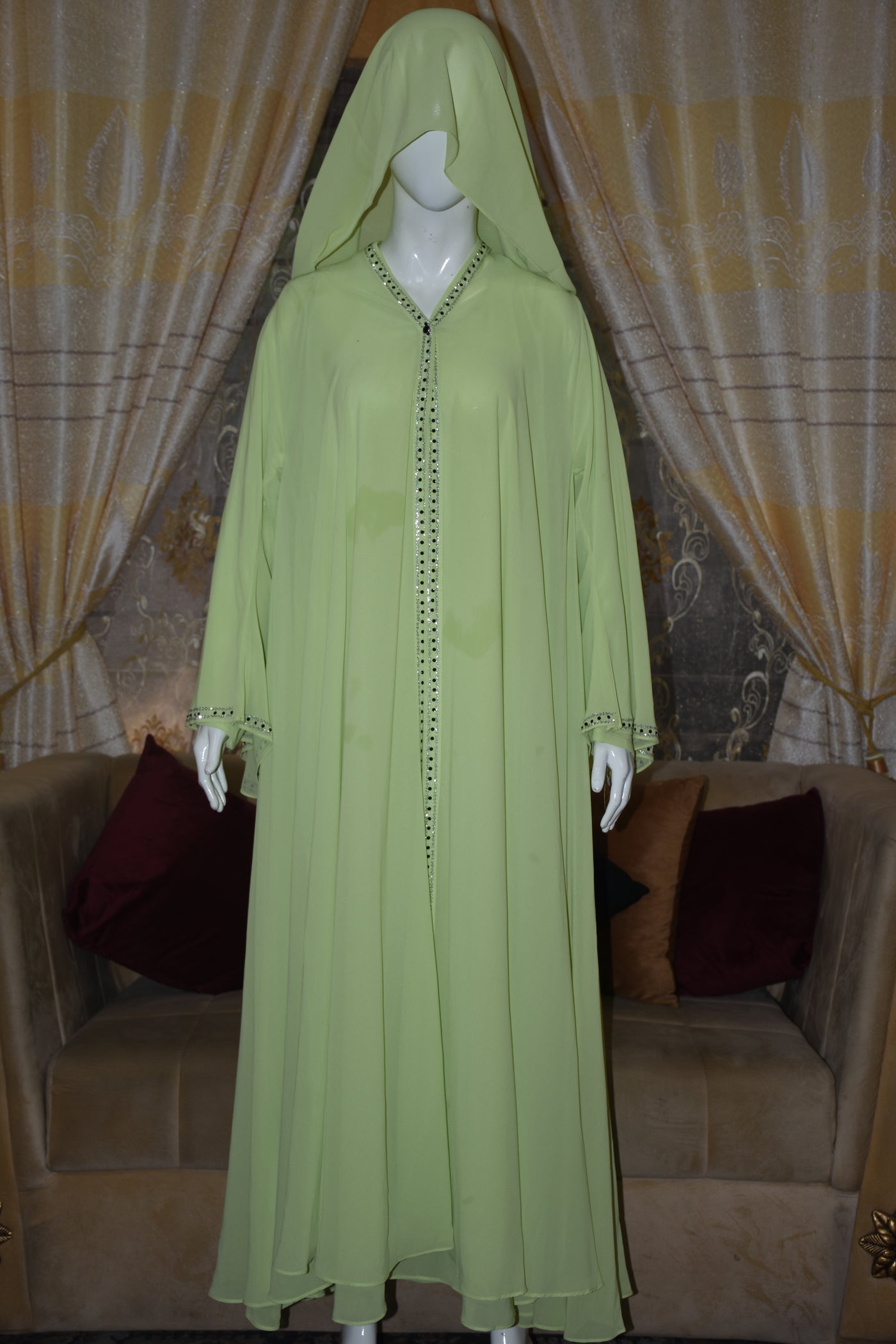 Chiffon Straight Abaya with a separate upper and inner layer