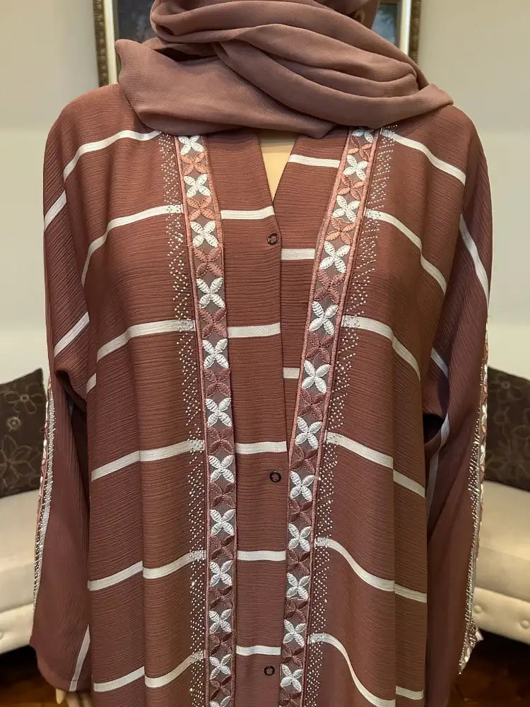 Plain Abaya with Stripes