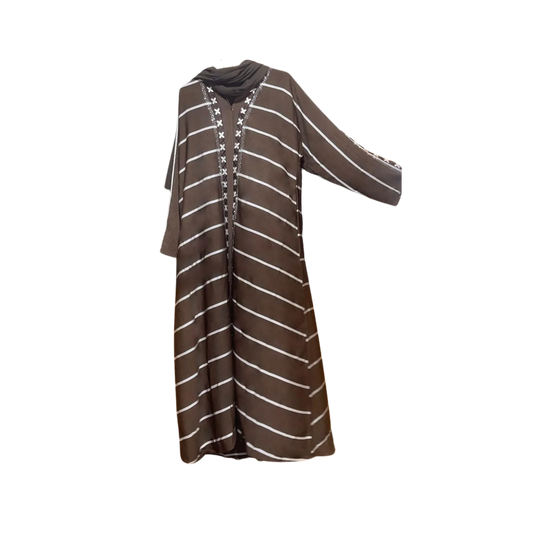 Plain Abaya with Stripes