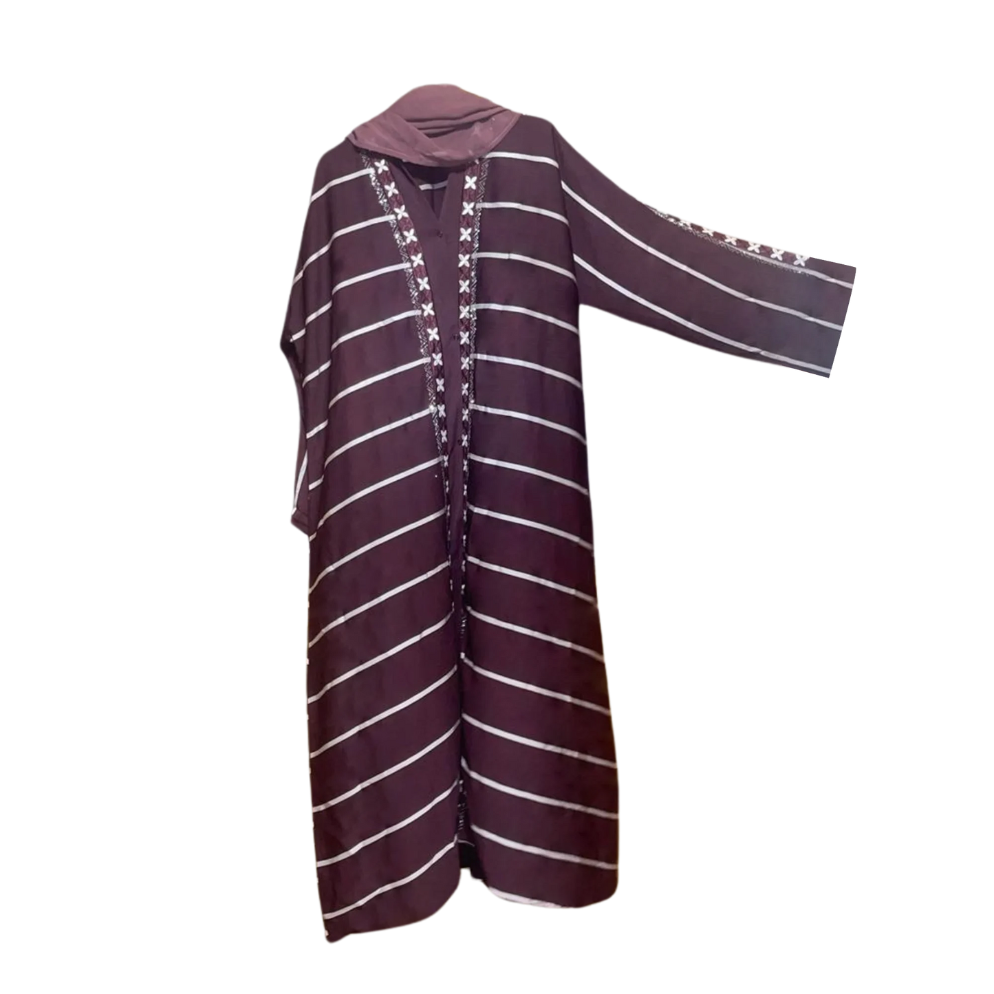 Plain Abaya with Stripes