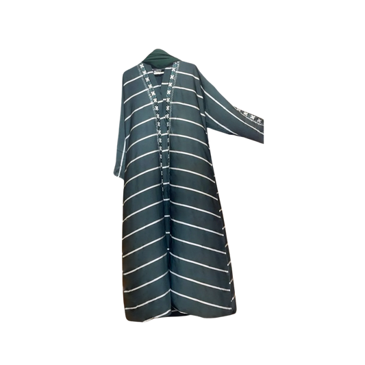 Plain Abaya with Stripes