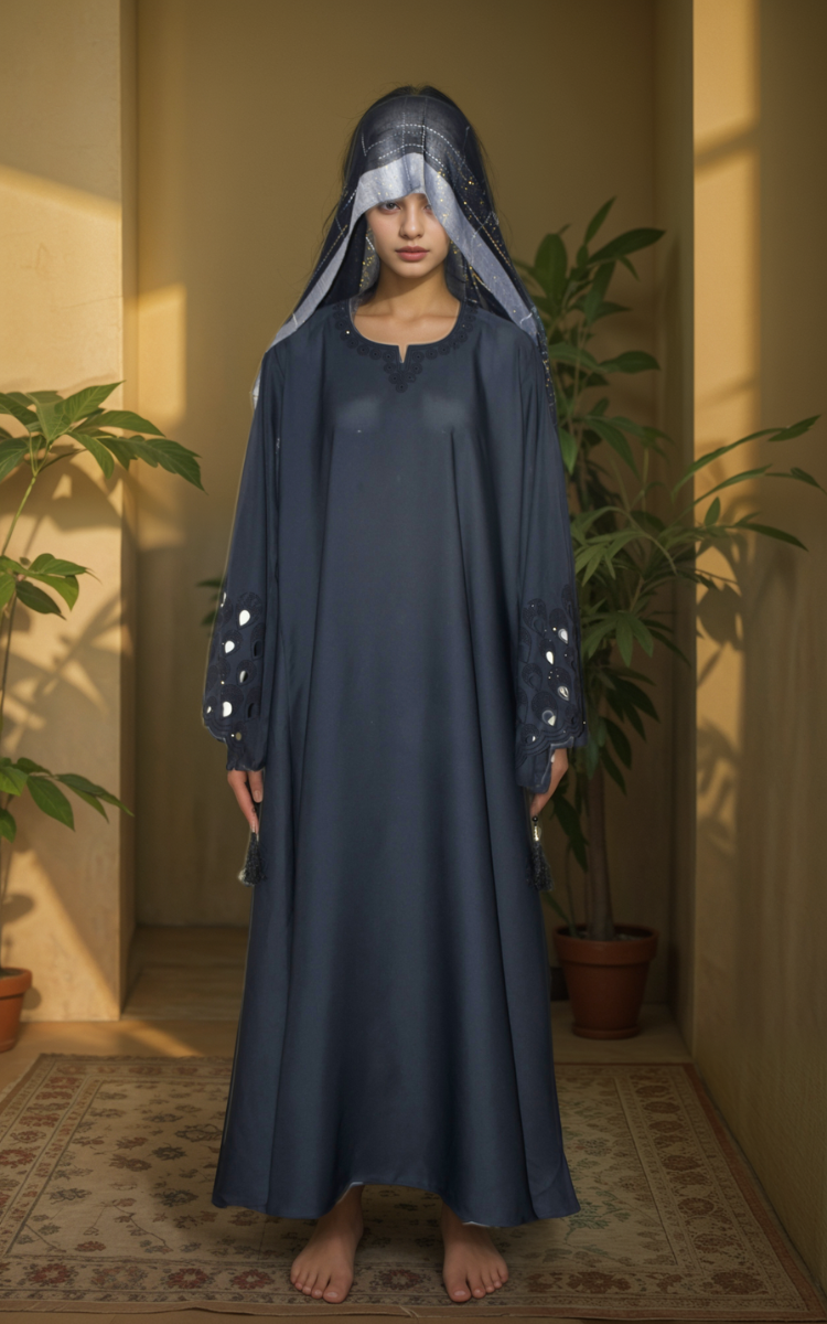 Elegant Abaya with stone work and cutwork
