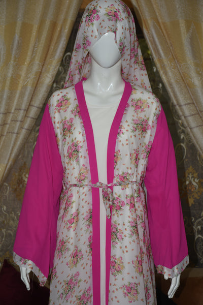 Chiffon printed Straight Abaya with separate upper and inner