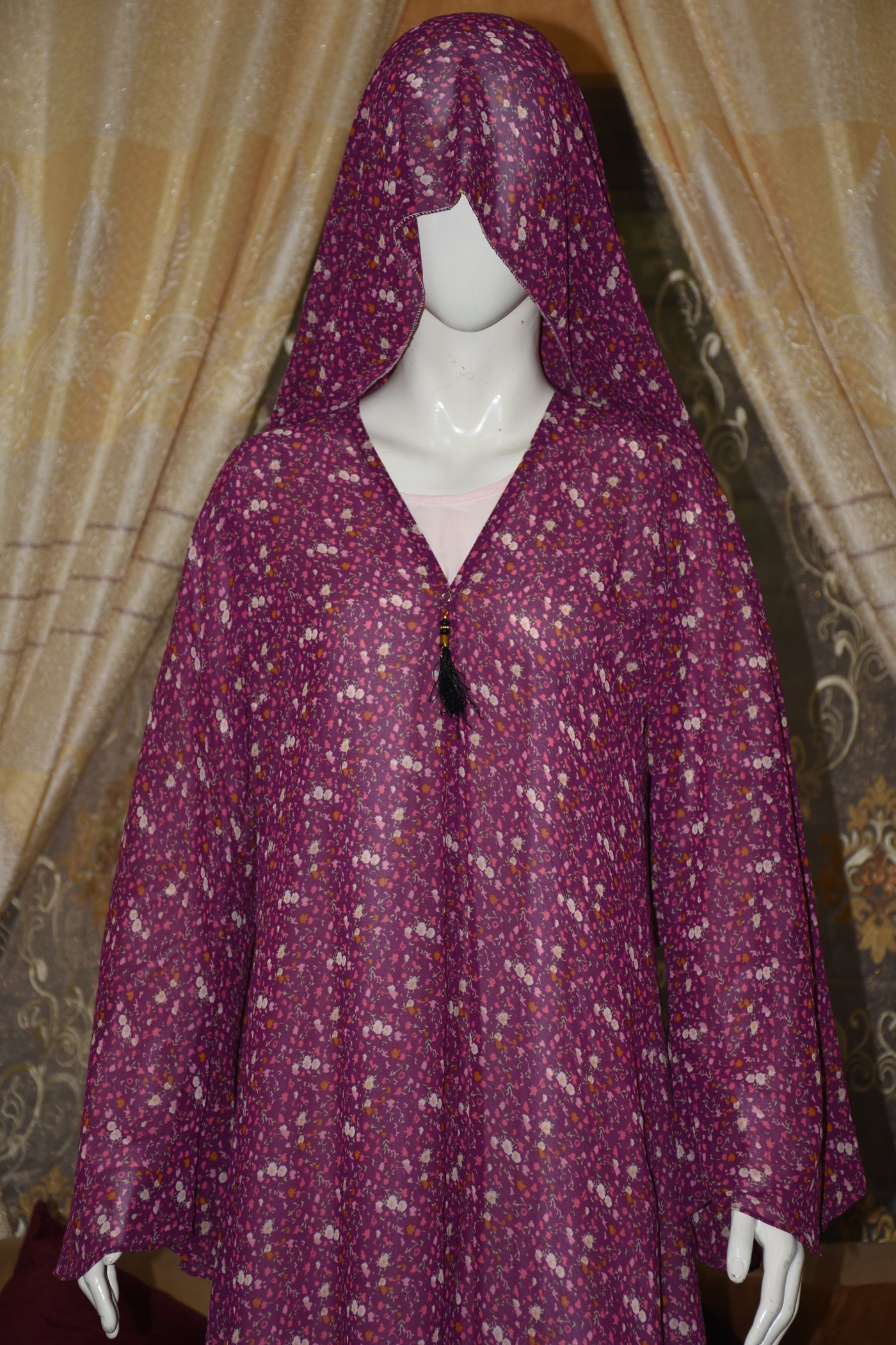 Chiffon printed Straight Abaya with separate upper and inner