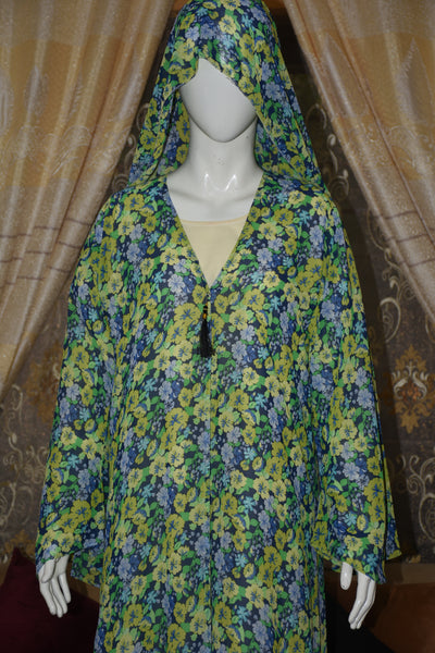Chiffon printed Straight Abaya with separate upper and inner