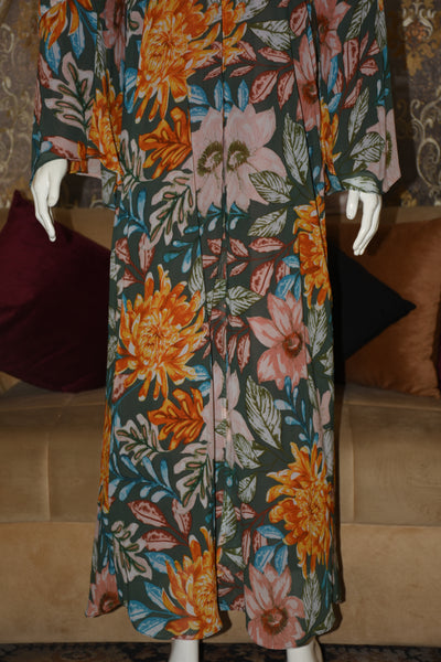 Chiffon printed Straight Abaya with separate upper and inner