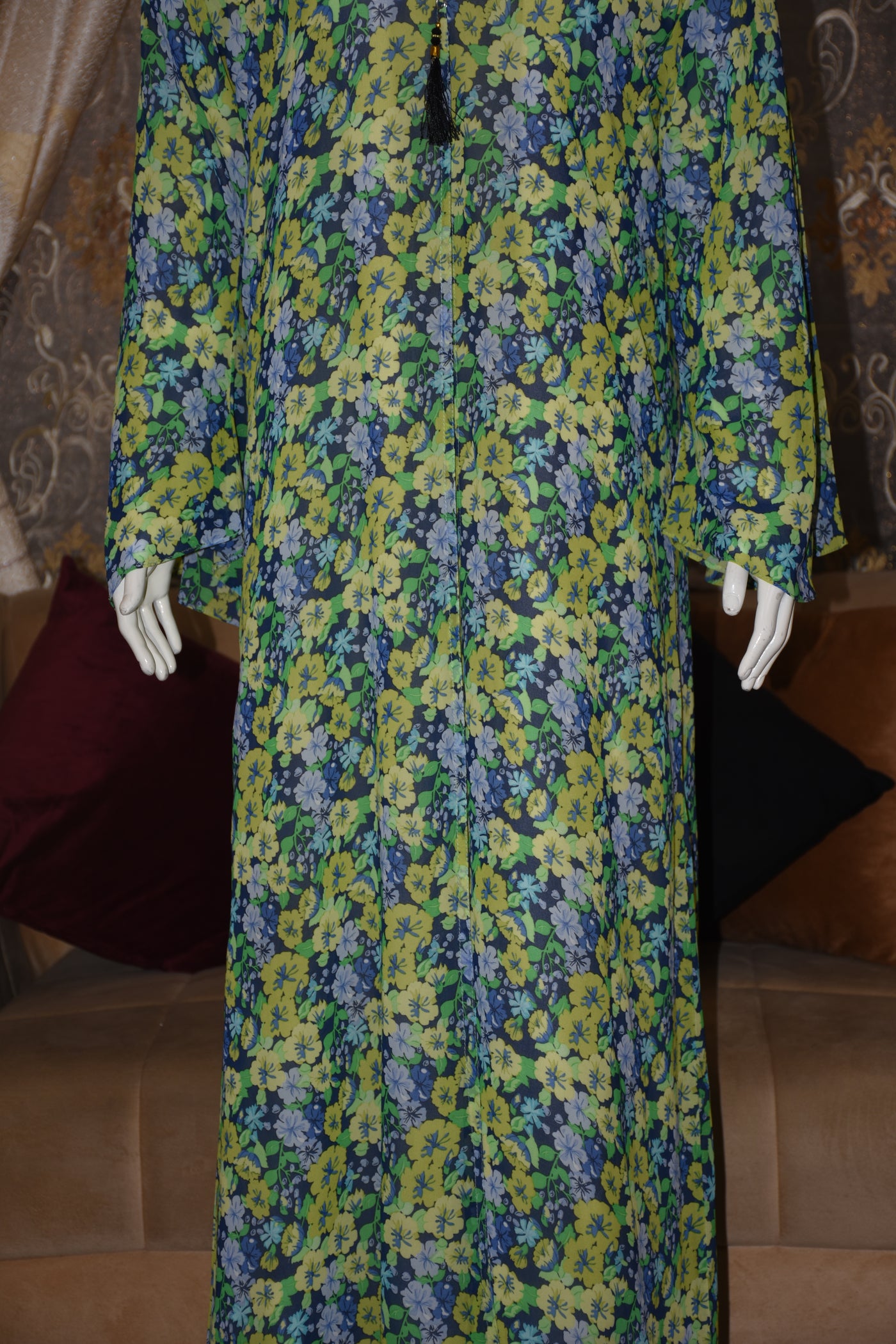 Chiffon printed Straight Abaya with separate upper and inner