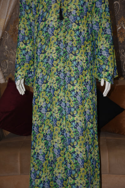 Chiffon printed Straight Abaya with separate upper and inner
