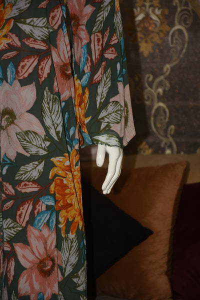 Chiffon printed Straight Abaya with separate upper and inner