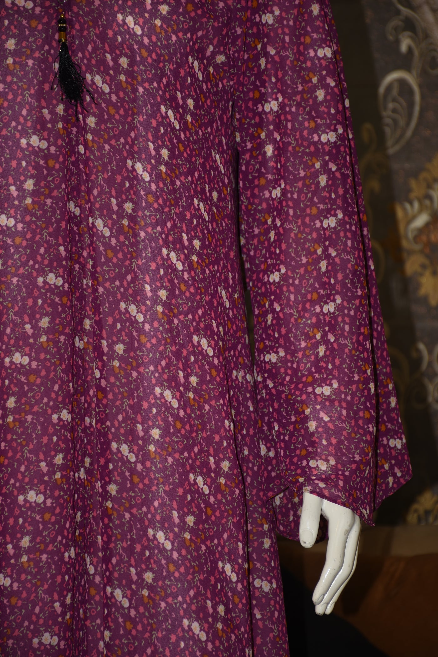 Chiffon printed Straight Abaya with separate upper and inner