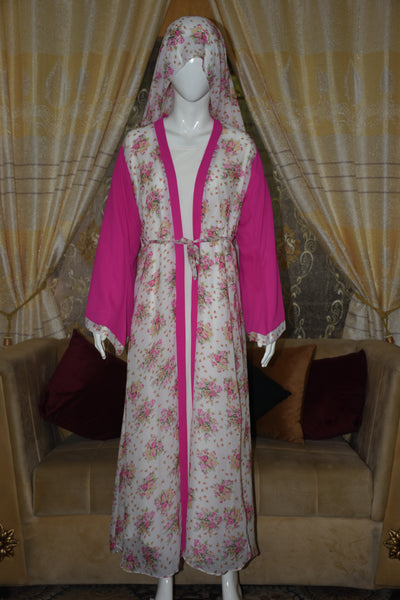 Chiffon printed Straight Abaya with separate upper and inner