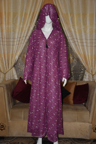 Chiffon printed Straight Abaya with separate upper and inner
