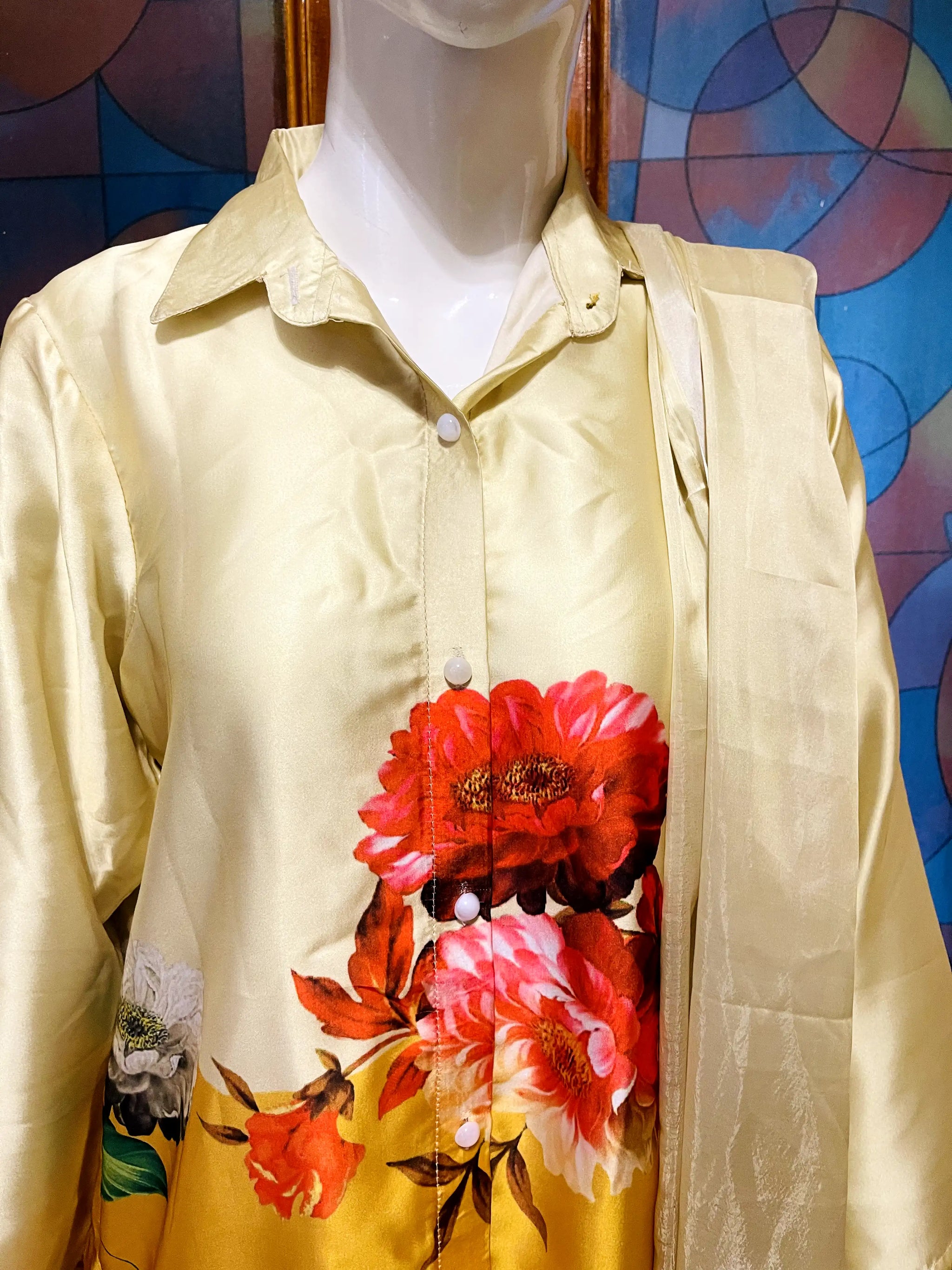 3 pcs Printed Silk Dress