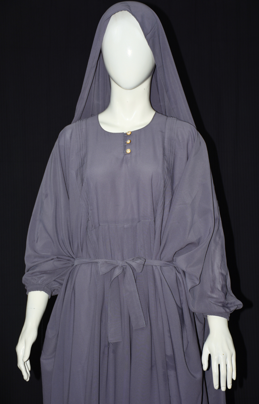 Front plated Abaya with Veil and Scarf