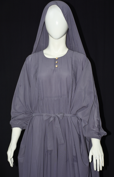 Front plated Abaya with Veil and Scarf