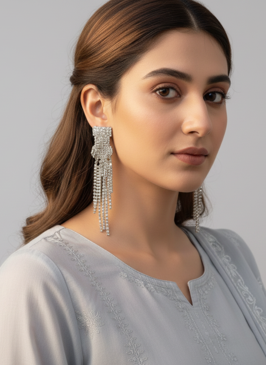 Silver Long Earrings