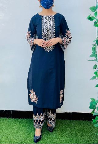 Embroidered Cotton 3pc Suit