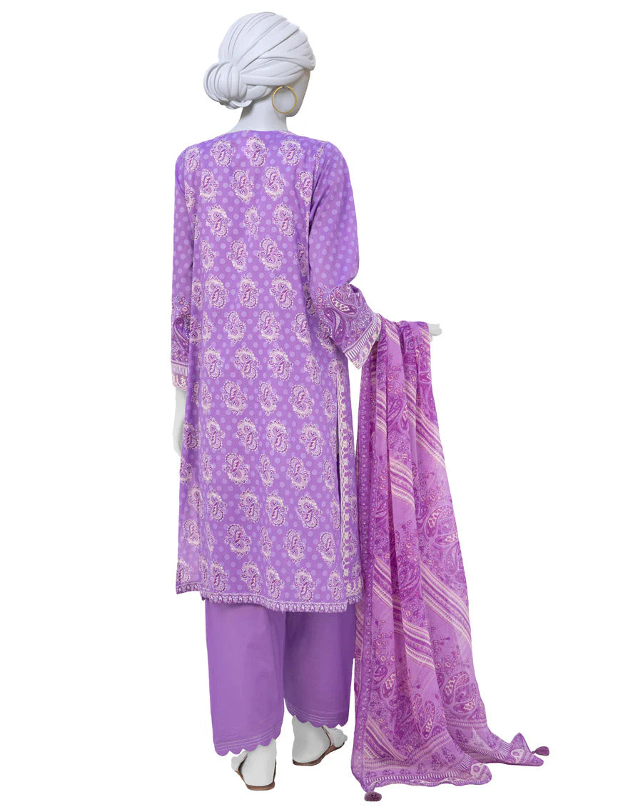 J. Embroidered and Printed Lawn 3 Pc suit