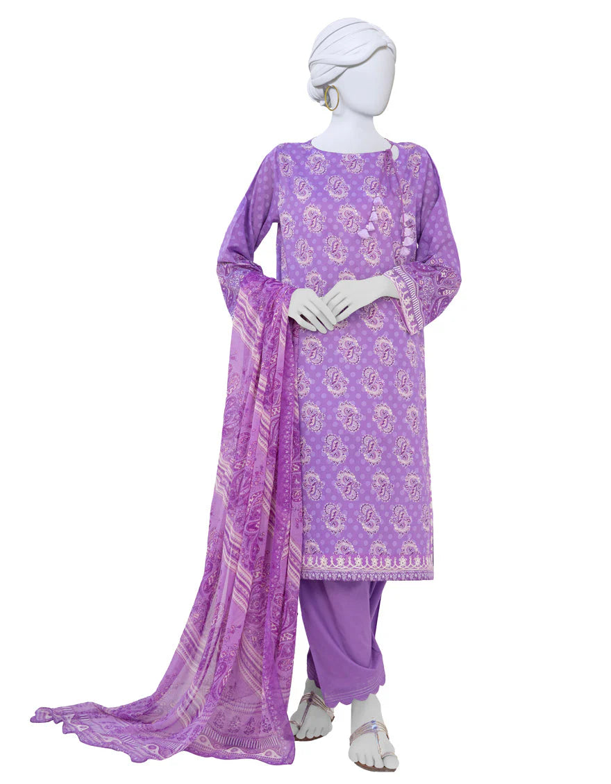 J. Embroidered and Printed Lawn 3 Pc suit