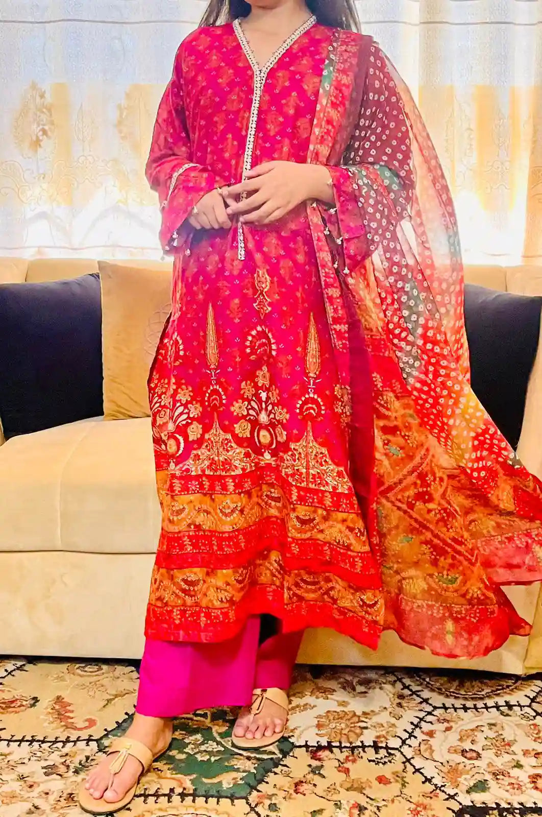 J. Printed Lawn Suit