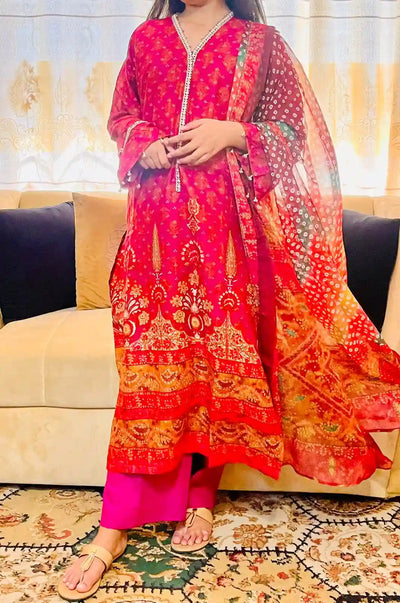 J. Printed Lawn Suit