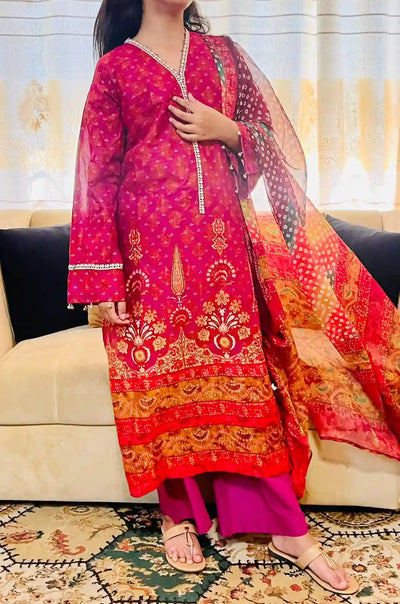 J. Printed Lawn Suit