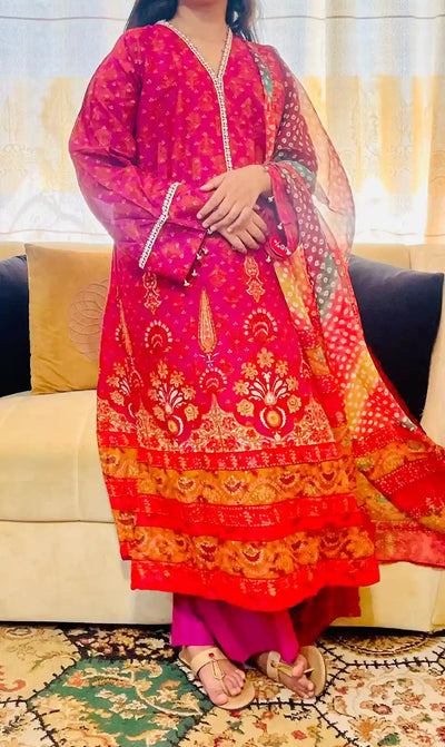 J. Printed Lawn Suit