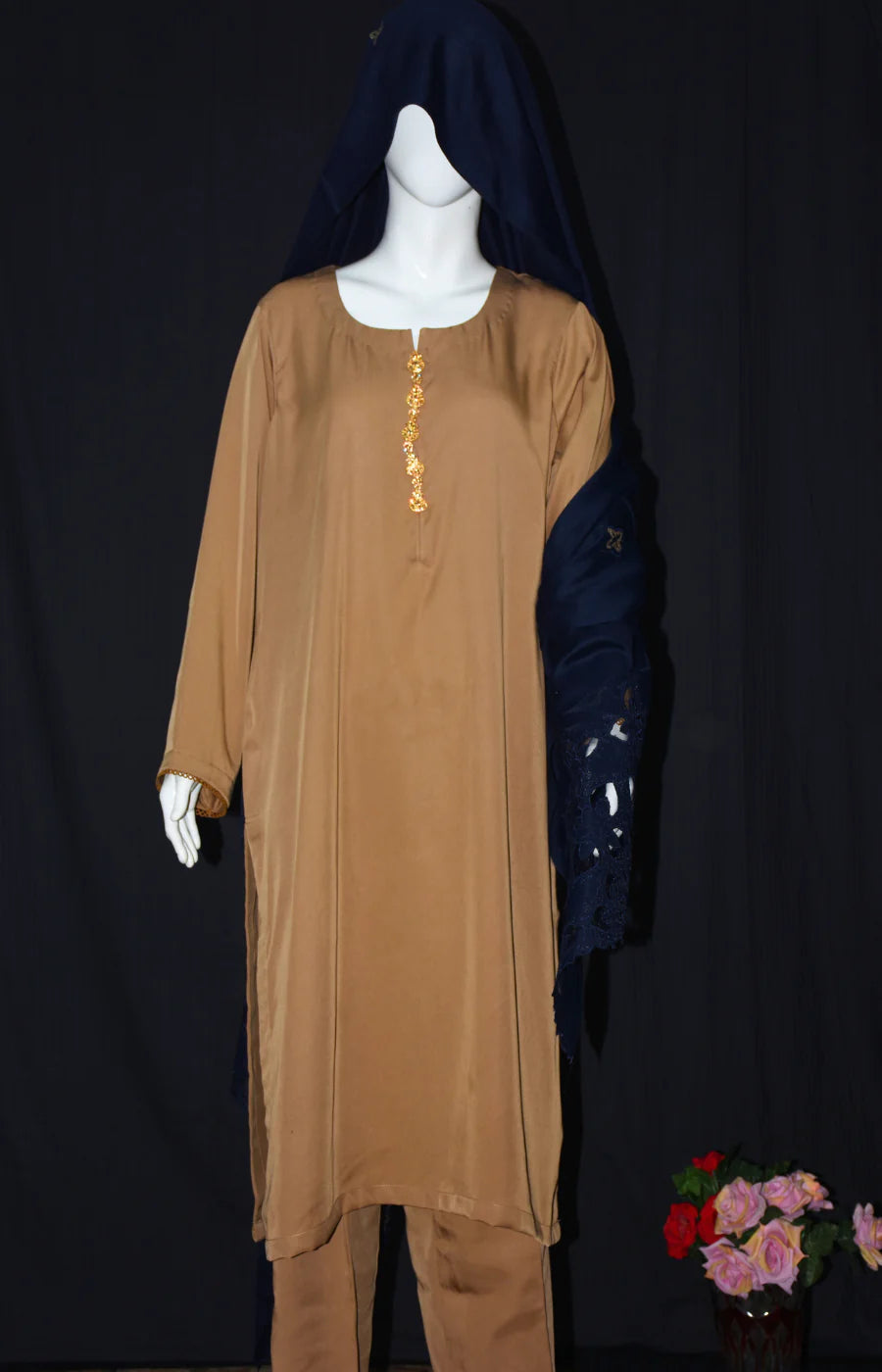 3 pcs Marina dress with woolen cutwork shawl