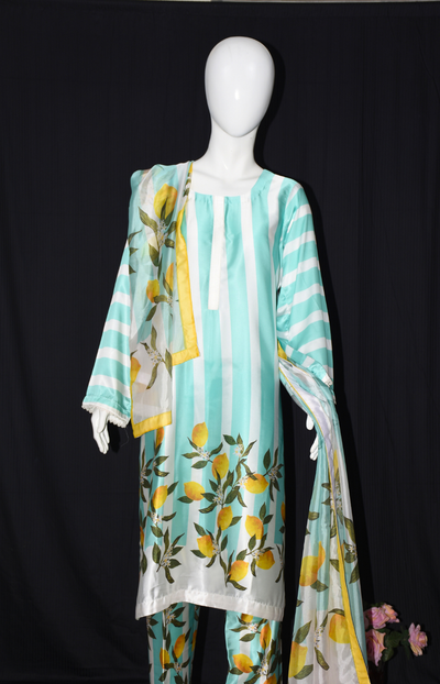 3 pcs Silky dress with Dupatta