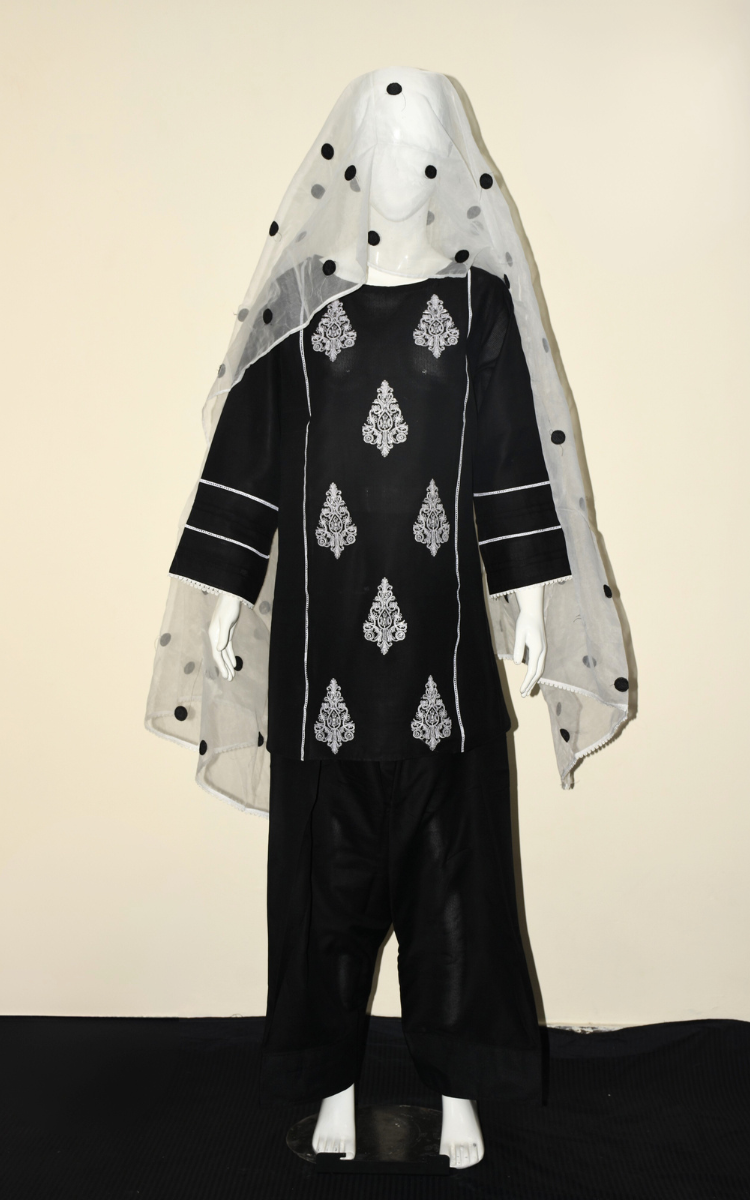 3 pcs cotton dress with Farshi shalwar