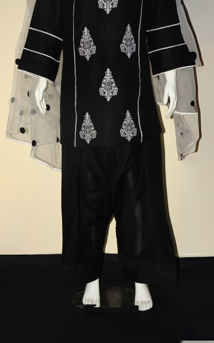 3 pcs cotton dress with Farshi shalwar