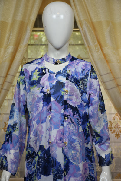 Front open 3 pc Chiffon Gown dress